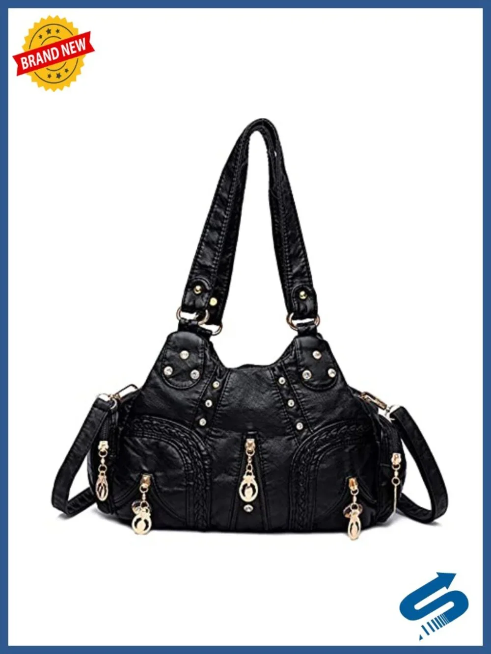 PU Leather Hobo Shoulder Bag Crossbody Women Top-Handle Purse